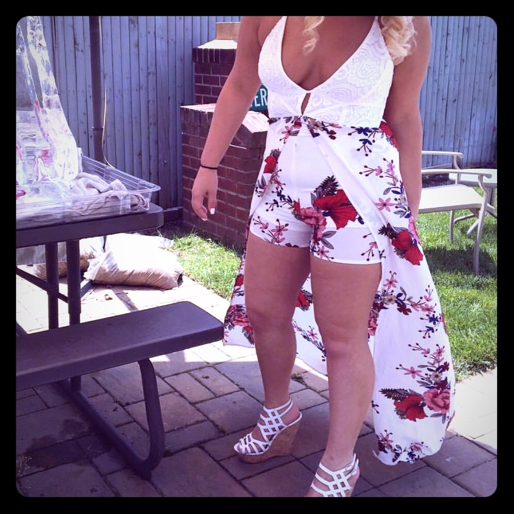 Maxi dress with open front and shorts underneath